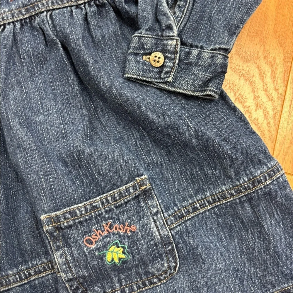 OshKosh B'gosh Blue Denim Dress with Colorful Embroidery